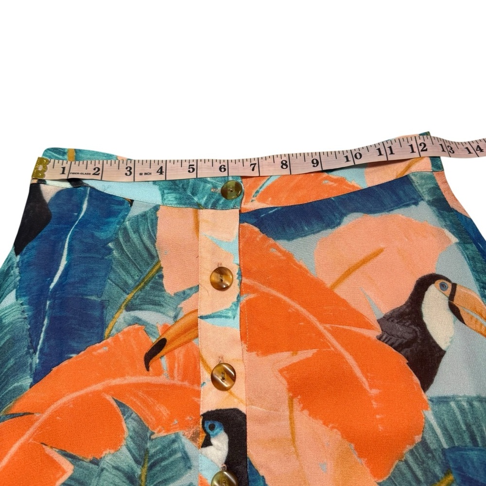 NWT FARM RIO Plantage Rio Toucan Forrest Midi Skirt Button Tropical Button XS - Picture 10 of 13
